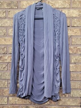 Linq Slate Gray Ruched Open-Front Cardigan Sweater Soft Stretchy Size Small